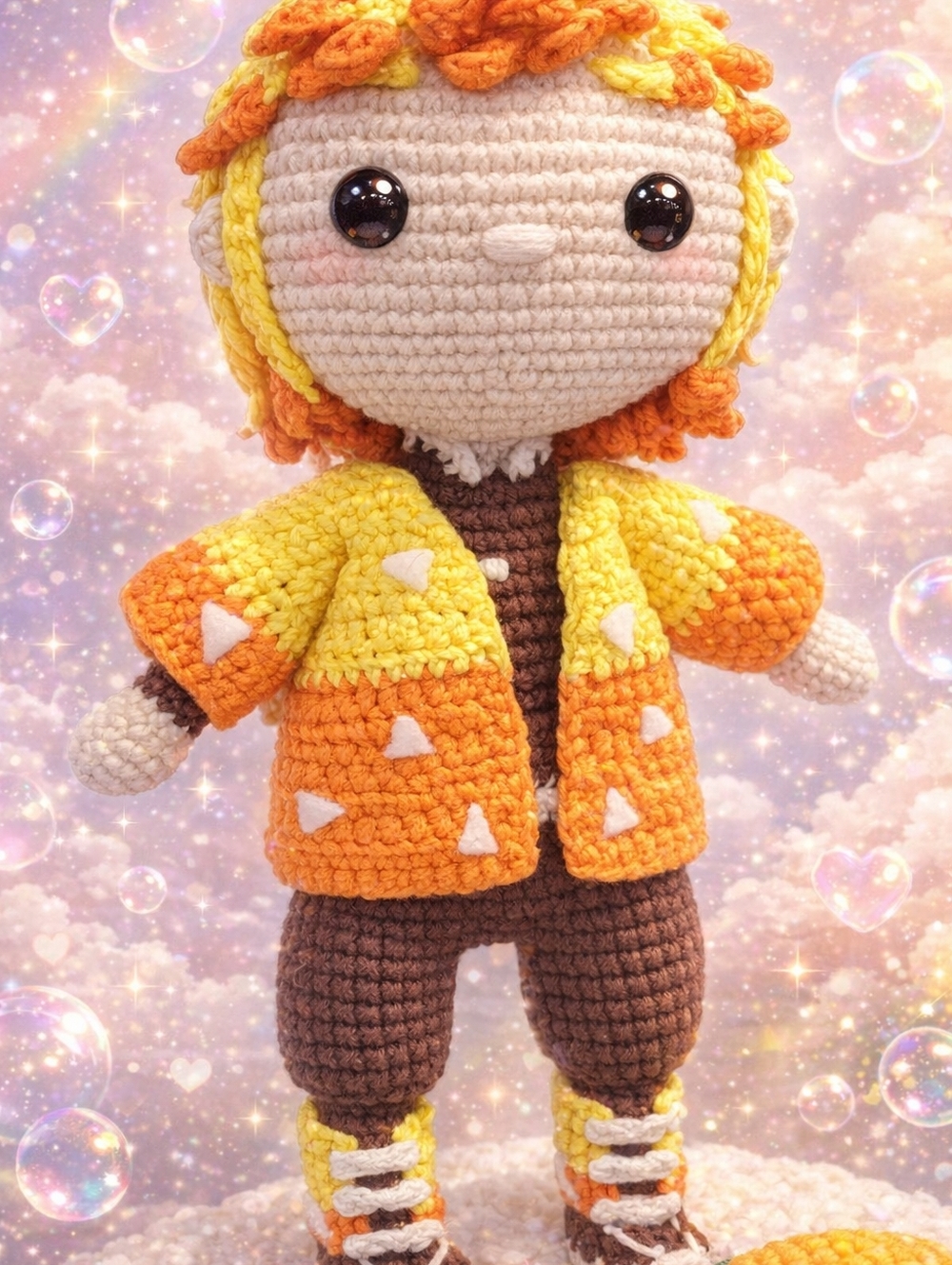 Handmade Crochet Amigurumi Doll – Demon Slayer Zenitsu Inspired
